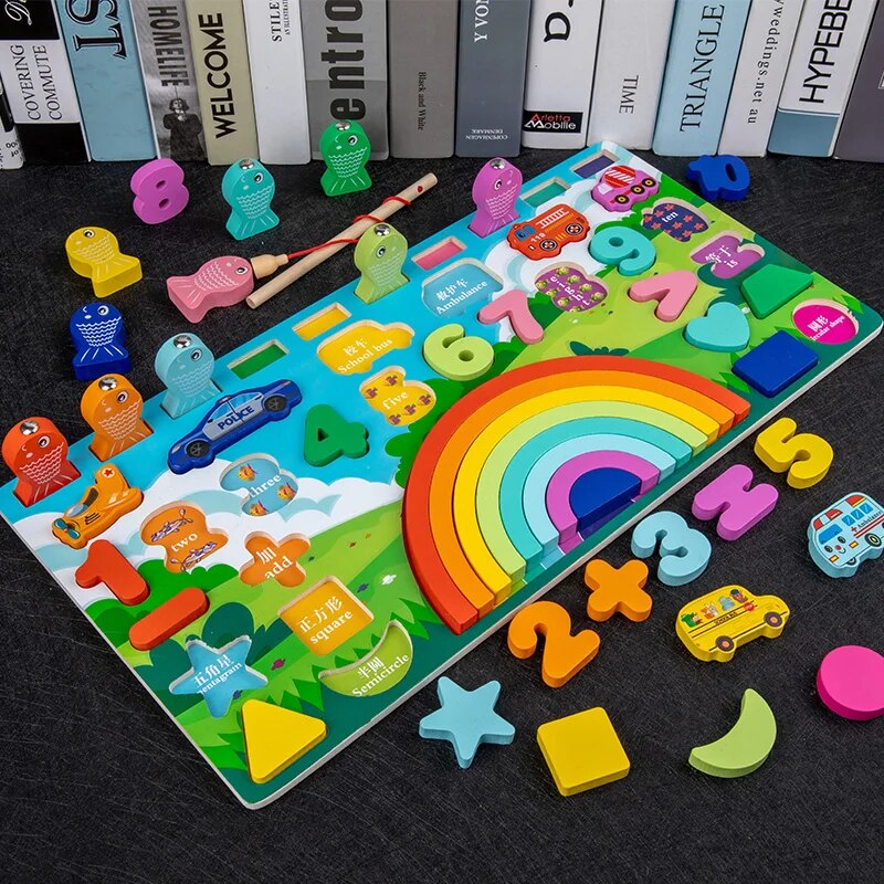 Rainbow Wooden Educational Toy Set for Early Childhood Development