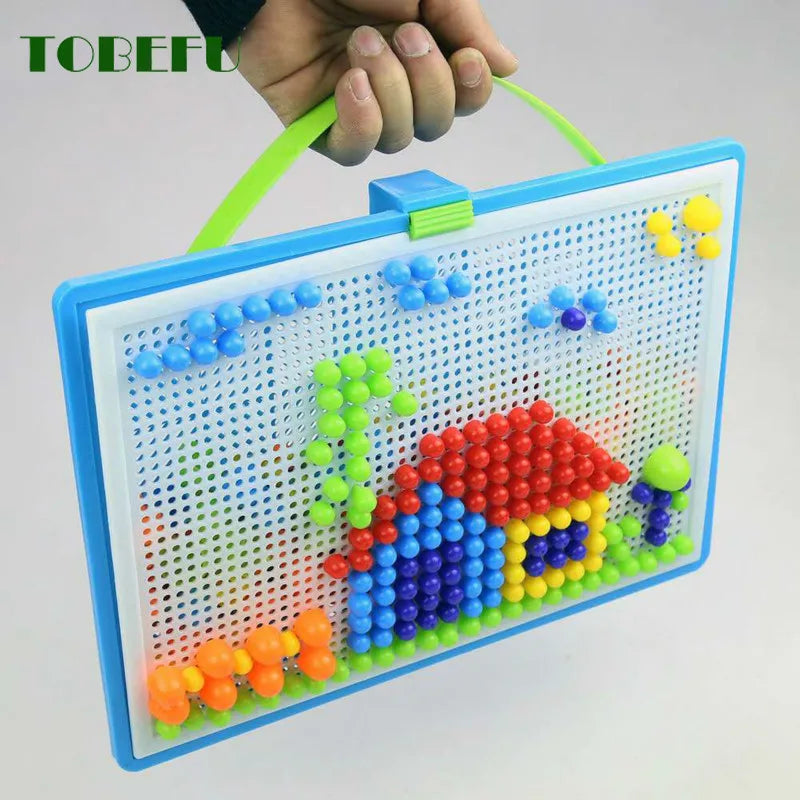 Intelligent Mushroom Nail Beads 3D Puzzle Game Set for Kids - Educational Jigsaw Board Toy