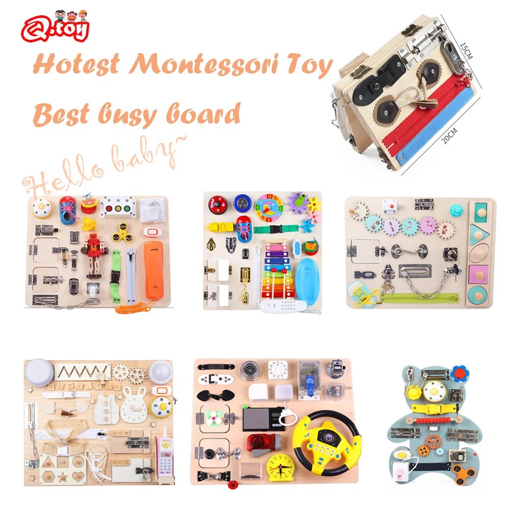 Montessori Sensory Busy Board Educational Toy for Toddlers