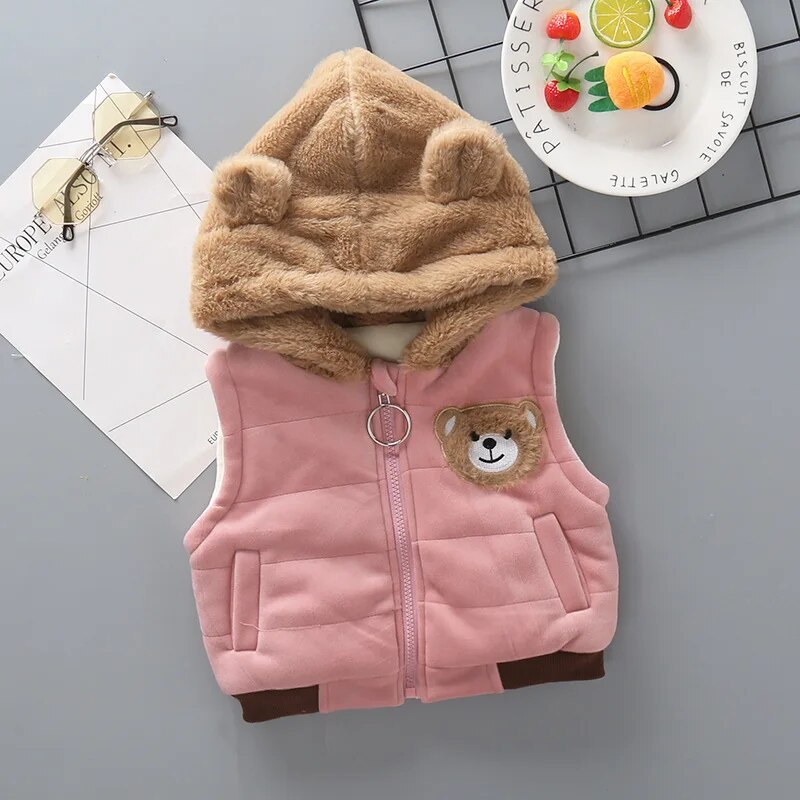 Infant Cotton Hooded Jacket, Warm Coat, and Baby Pants Set for Winter