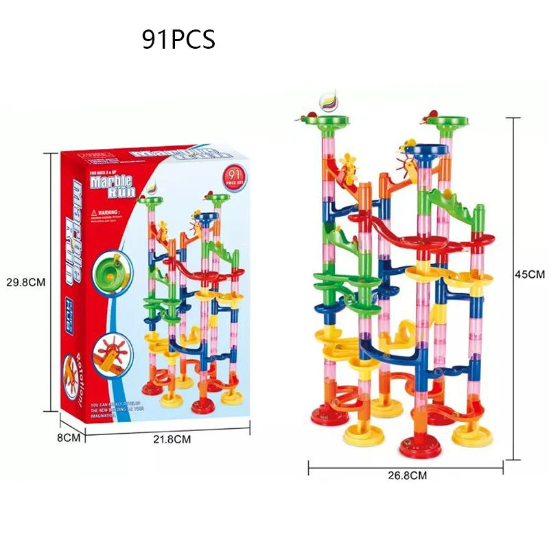 Exciting Marble Race DIY Building Blocks Set with Track and Funnel Slide ToylandEU.com Toyland EU