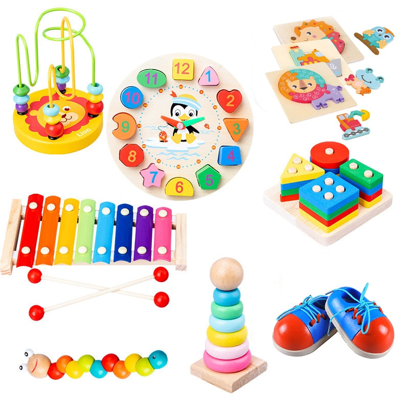 Rainbow Animal Shape Puzzle Blocks and Xylophone Learning Set - ToylandEU