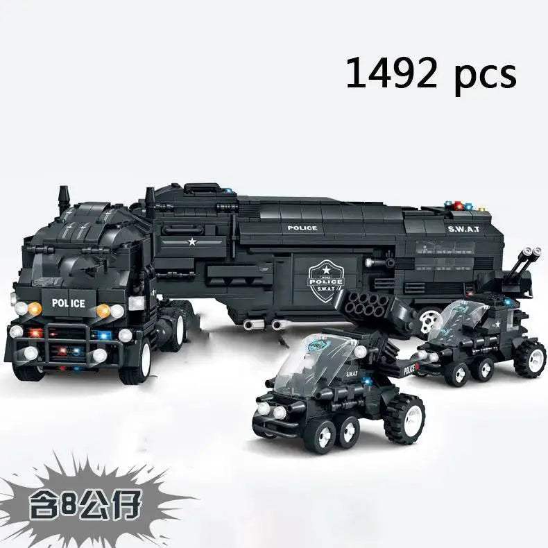 Premium Lego Compatible Building Blocks Set Multi Vehicle City Police Station Bus Car Helicopter Army Trucks For Kids - ToylandEU