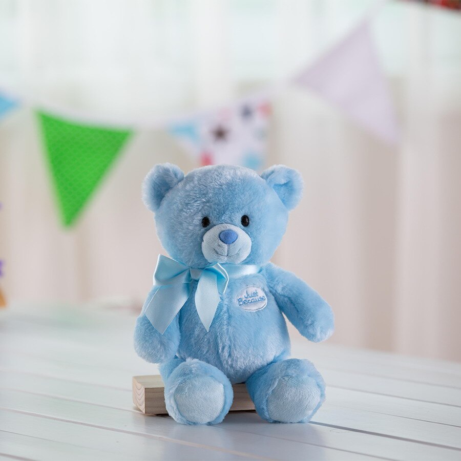 Soft and Cuddly 1st Teddy Bear Plush Toy for Babies, 33CM in Pink/Blue - ToylandEU