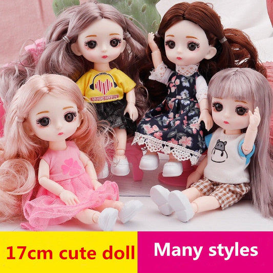 Mini 16 cm BJD Doll with Beautiful 3D Big Eyes and DIY Dress-Up Kit - ToylandEU