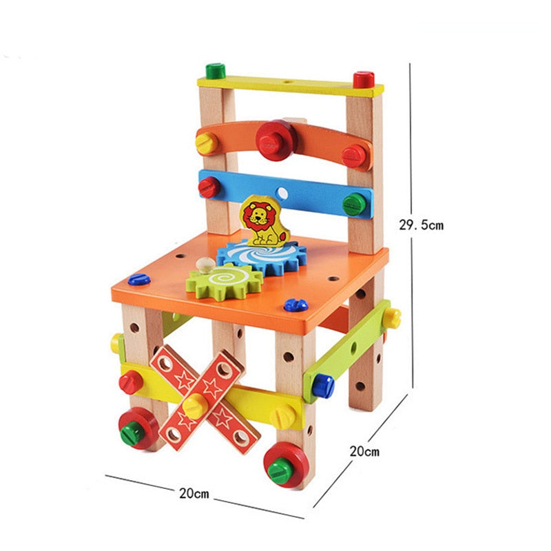 Wooden Montessori Chair Toy Set for Developing Children's Skills