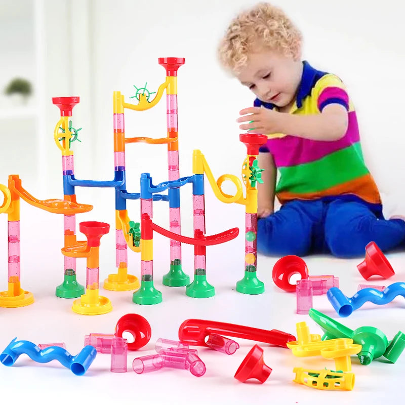 Marble Run Race Track Building Blocks Kids 3D Maze Ball Roll Toy DIY - ToylandEU