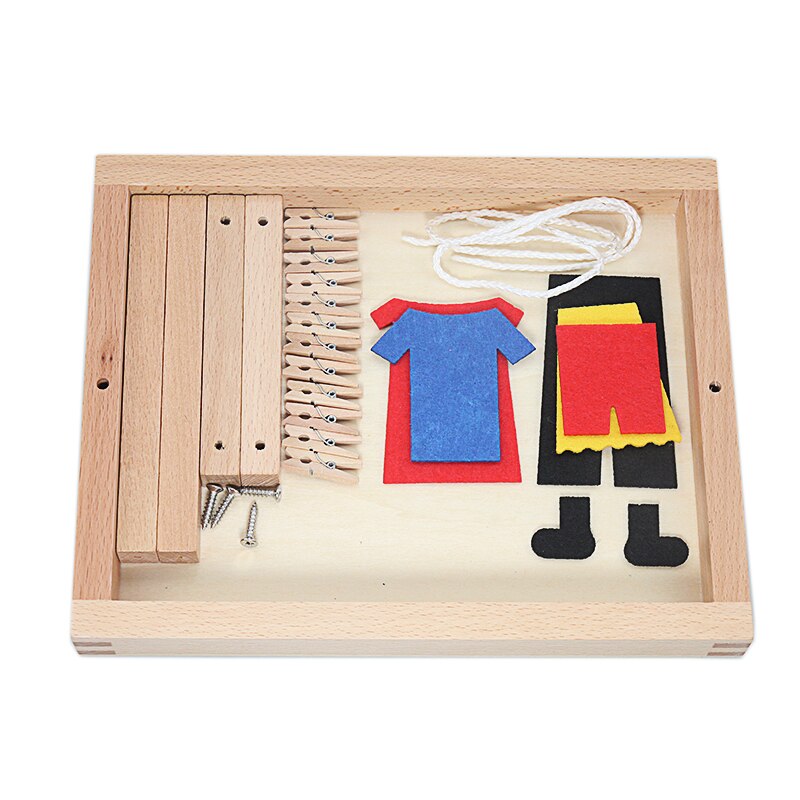 Children's Montessori Wooden DIY Mini Clothes Drying Frame Toy