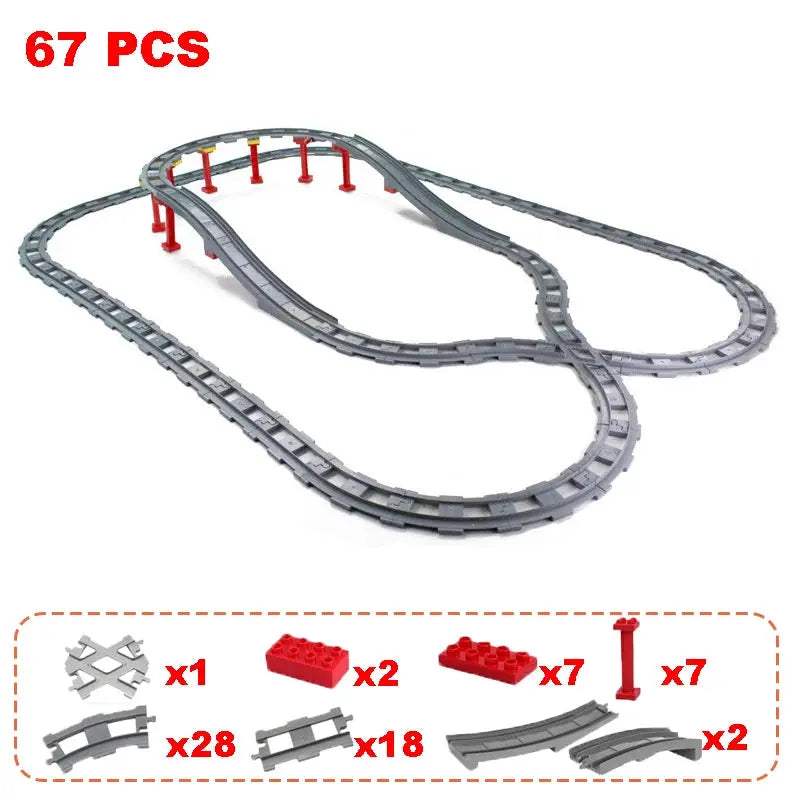 Rail Transport Big Size Building Blocks Creative Track Accessories Assemble Toys For Children Bricks Compatible City Train Set - ToylandEU