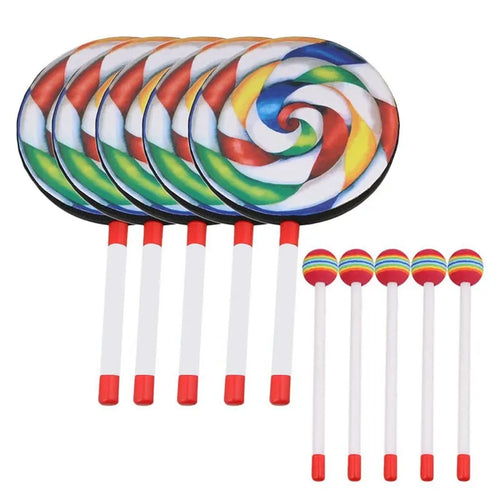 Colorful Set of 5 8-Inch Lollipop Drums with Mallets for Kids ToylandEU.com Toyland EU