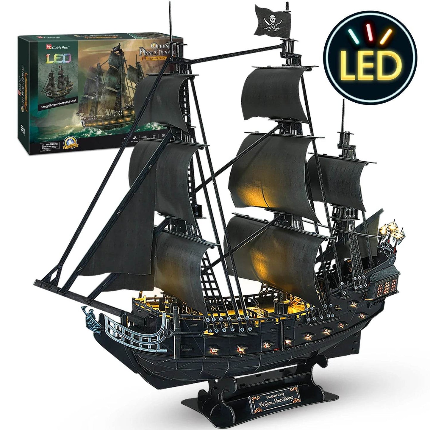 CubicFun 3D Puzzles Ship from PL US RU LED Pirate Model - ToylandEU
