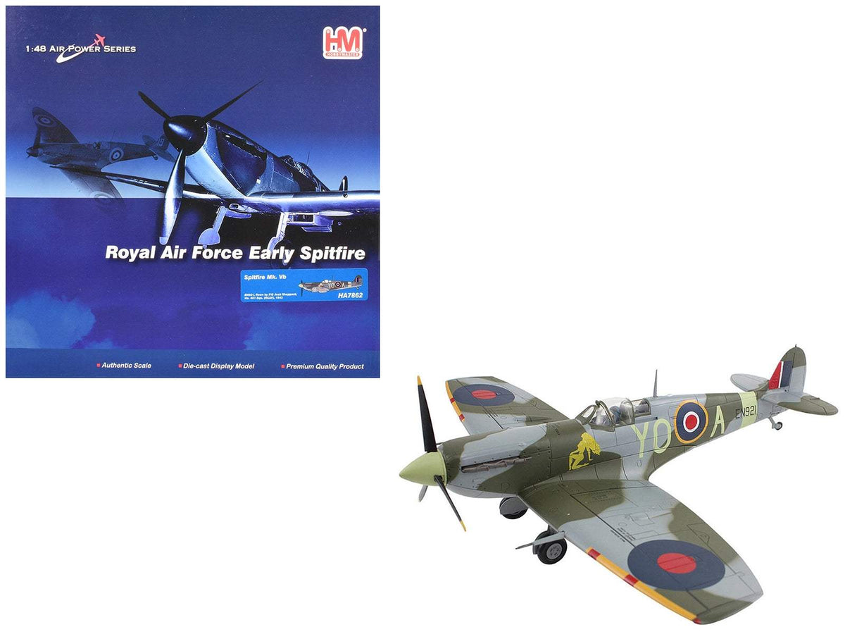 Supermarine Spitfire Mk Vb Fighter Aircraft | 1/48 Diecast Aircraft Model | Hobby Master | EN921 Flying Officer Jack Sheppard No. 401 Squadron Series