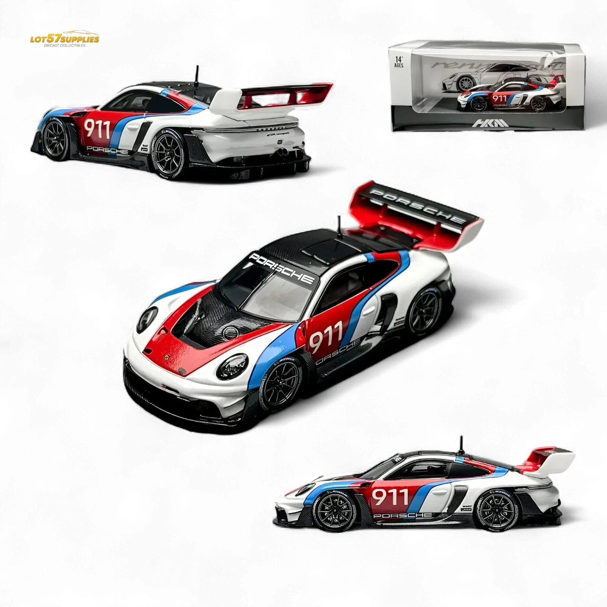 HKM Model Porsche 911 (992) GT3 R Rennsport White #911 1:64 - ToylandEU