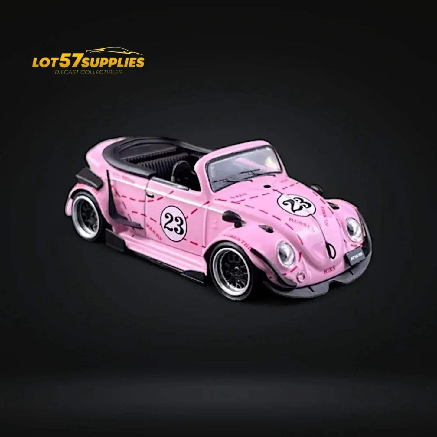 HKM Model VW Beetle Convertible Cabriolet Pink Pig Livery 1:64 Limited to 599 Pcs - ToylandEU