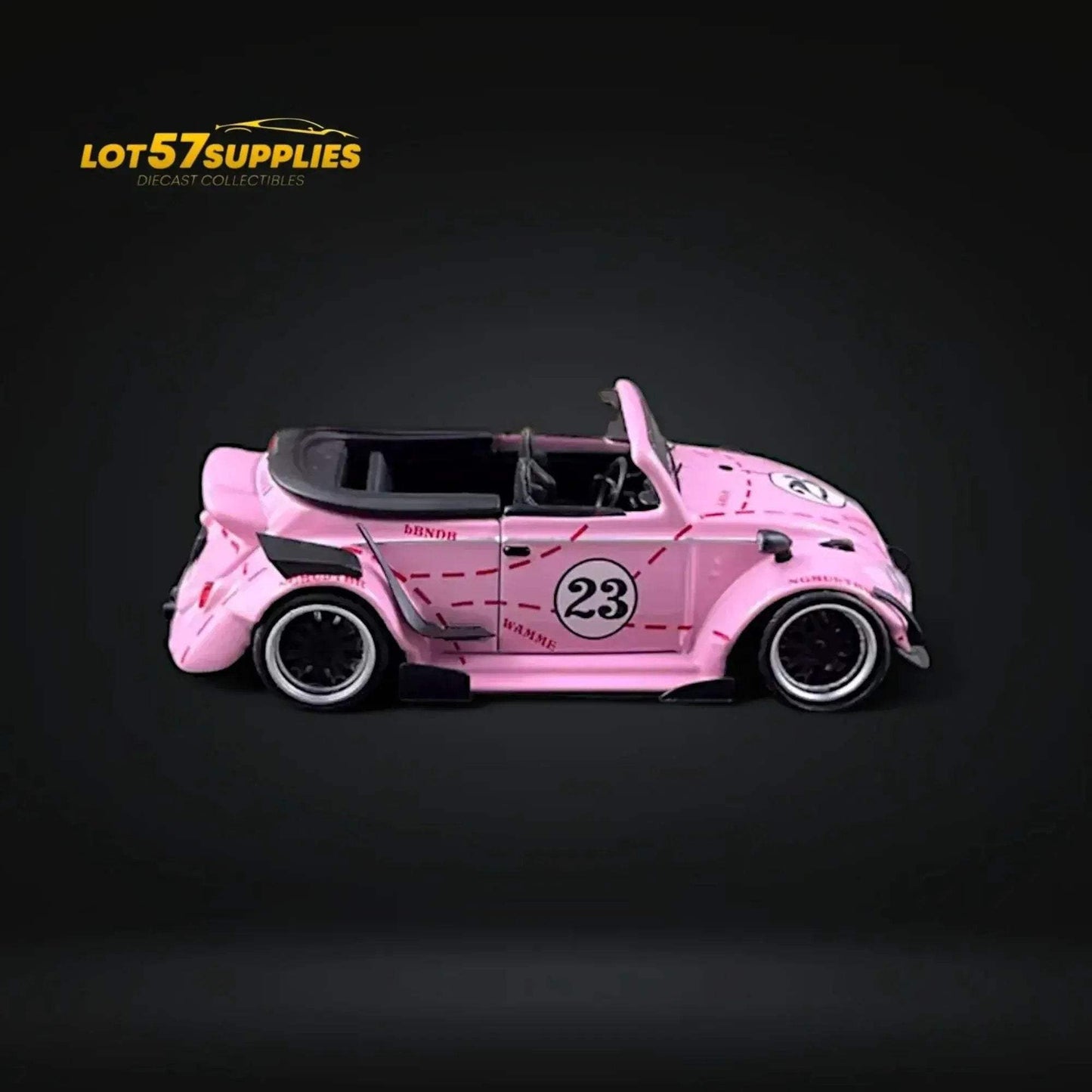 HKM Model VW Beetle Convertible Cabriolet Pink Pig Livery 1:64 Limited to 599 Pcs - ToylandEU