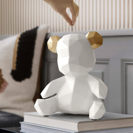 Teddy Bear Piggy Bank Money Box for Children - Resin Wedding Gift Storage Box - ToylandEU
