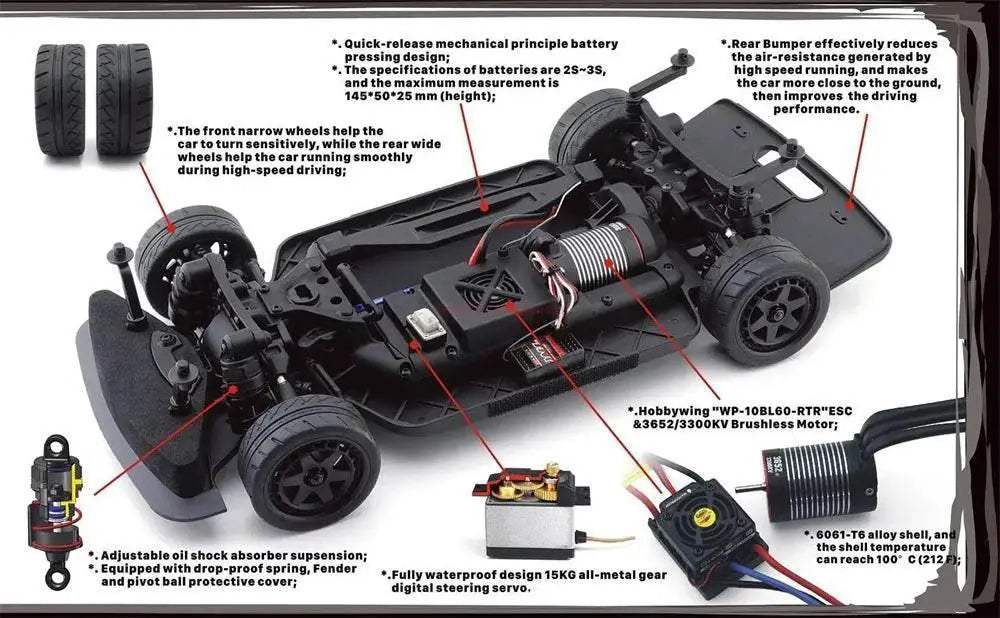  HNR H9802 PNTHER 1/10 2.4G Brushless RC Car Drift Toys -  ToylandEU™