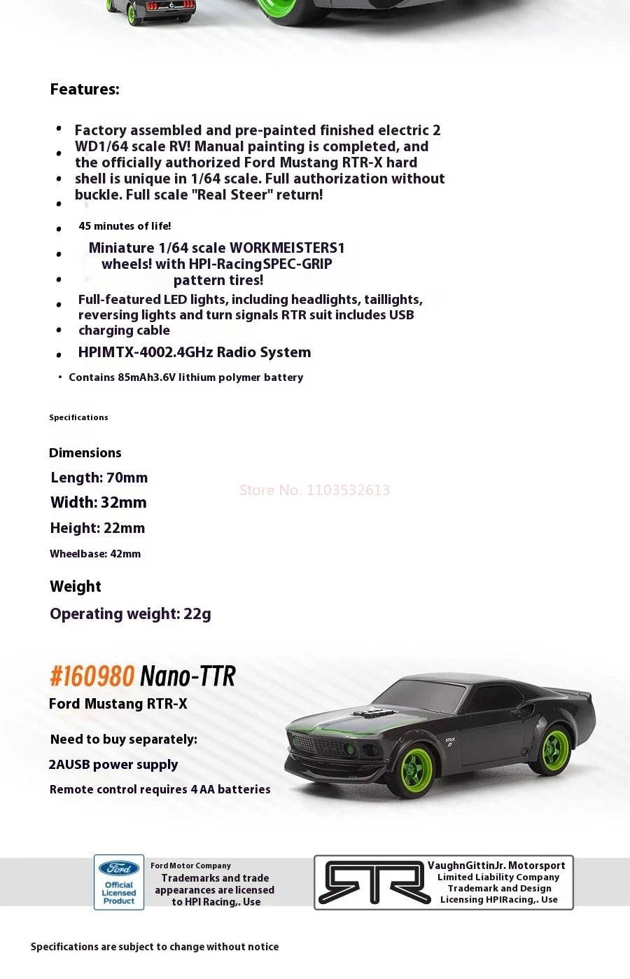 HPI 160980 NANO-TTR 1/64 MINI RC Remote Control Car Toys - ToylandEU