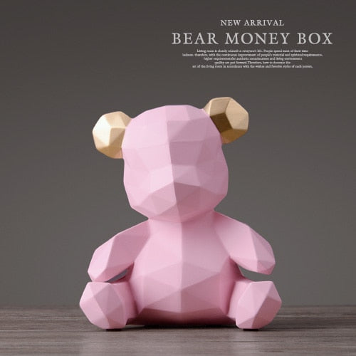 Teddy Bear Piggy Bank Money Box for Children - Resin Wedding Gift Storage Box Toyland EU