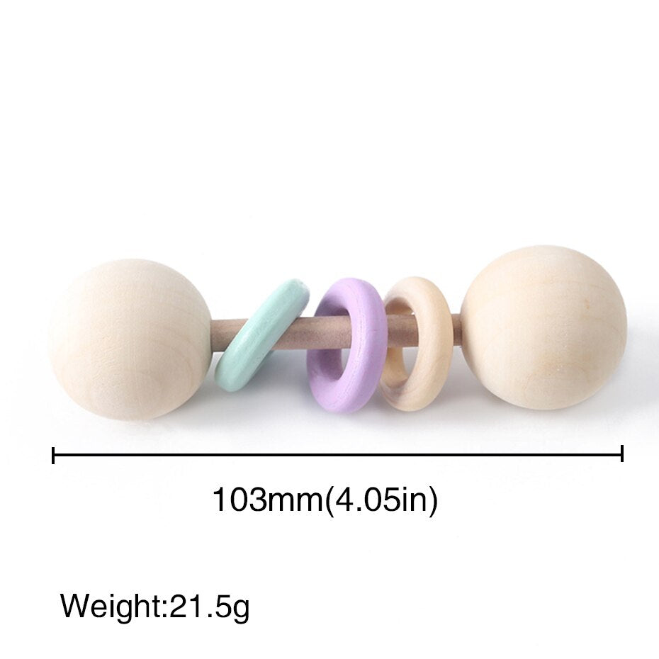 Wooden Teether Rattle Montessori Activity Gym Toy for Babies Toyland EU