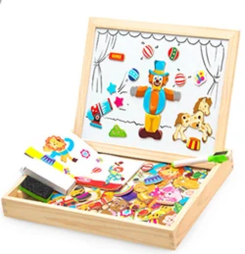 100+PCS Wooden Magnetic Puzzle Figure/Animals/ Vehicle /Circus Drawing ToylandEU.com Toyland EU