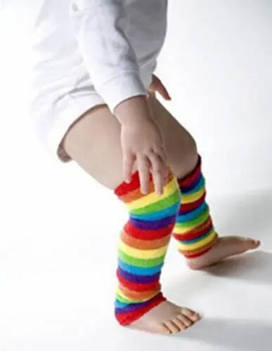 Children's Striped Cotton Leg Warmers with Kneepad Protection - ToylandEU