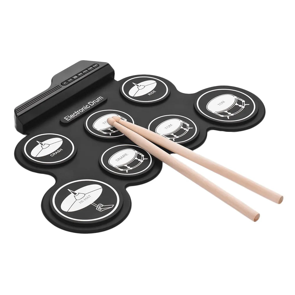 Compact Portable Digital Electronic Drum Set with USB Connectivity and Foldable Silicone Pads - ToylandEU