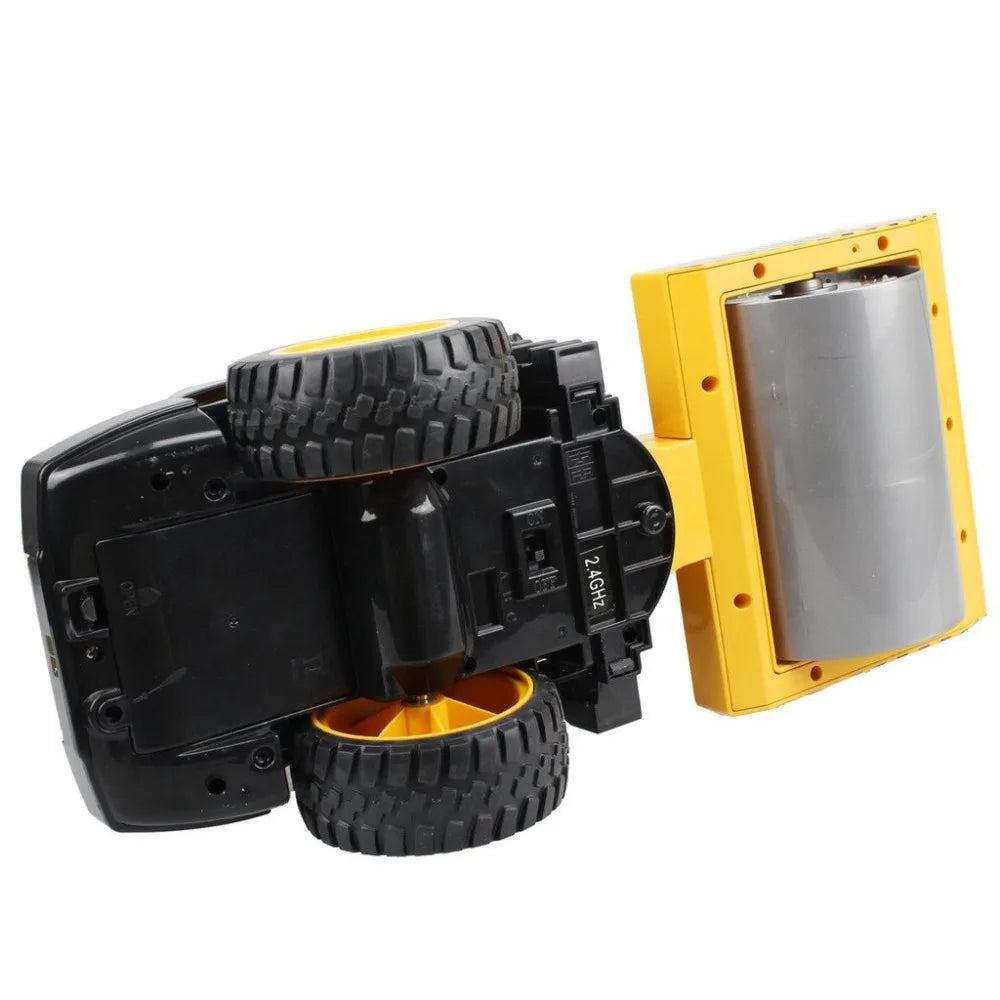 Remote Control Yellow Road Roller Toy with Drum Vibration Function - ToylandEU