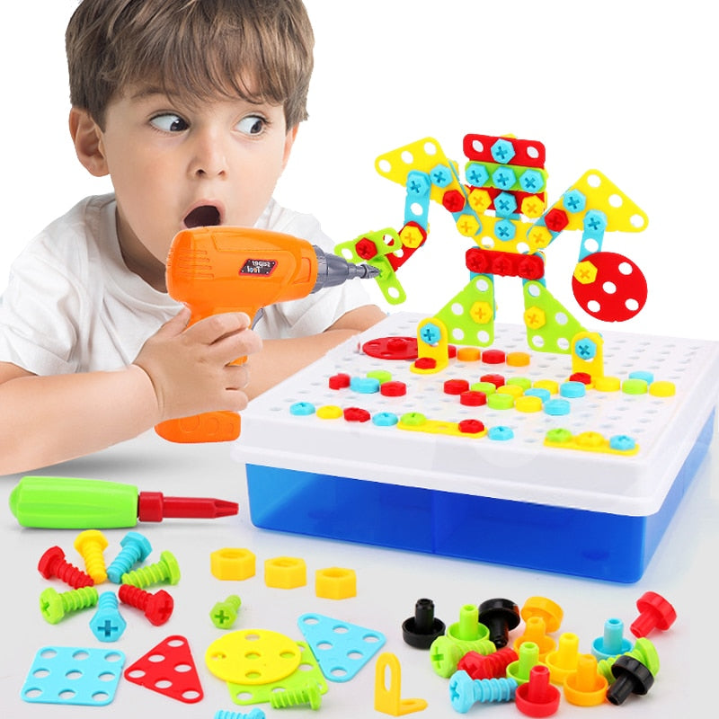 Creative Electric Drill Mosaic Building Blocks Toy for Kids