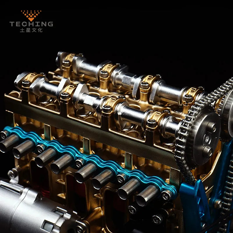 Full Metal Four-Cylinder Inline Toy Engine Model Building Kit
