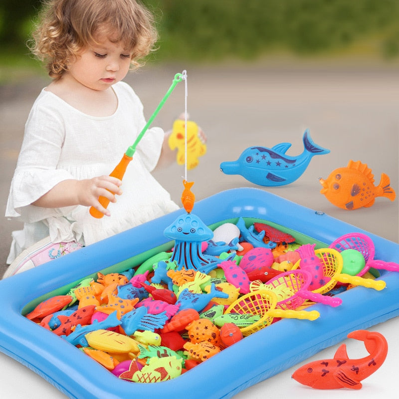 Children's Magnetic Fishing Toy Set with Inflatable Pool and Interactive Parent-Child Game