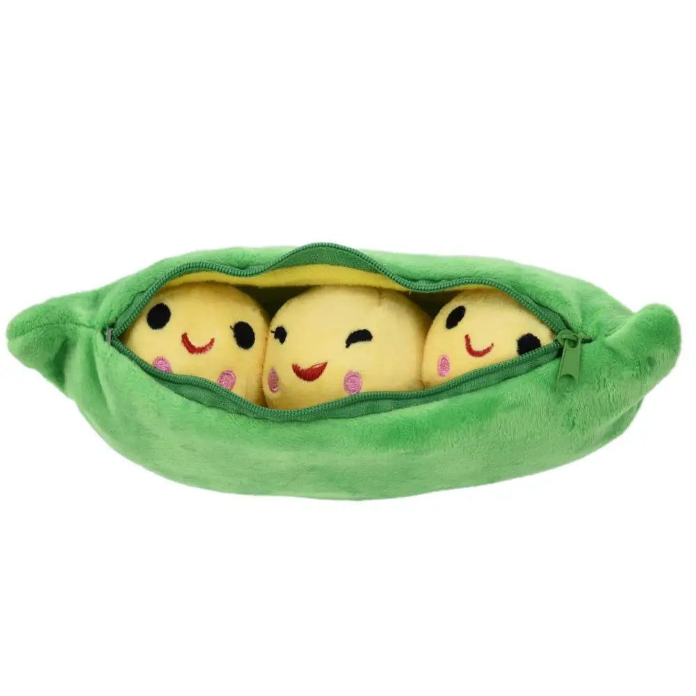 Charming 25 CM Pea Pod Plush Toy with 3 Cute Beans - Two Color Options