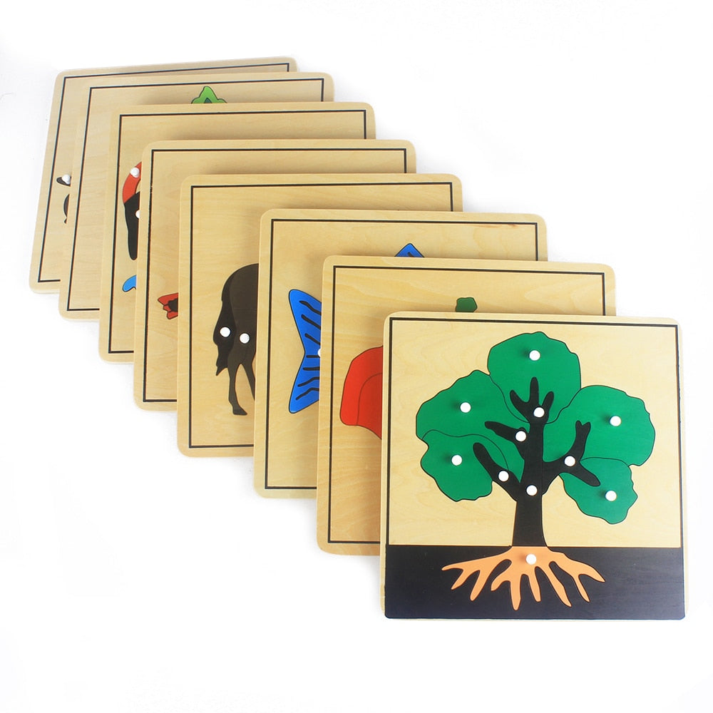 Montessori Wooden Plant and Animal Puzzle for Children's Early Learning - ToylandEU