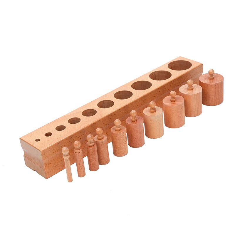 Wooden Montessori Knobbled Cylinders Block Set for Kids' Visual Learning Experience
