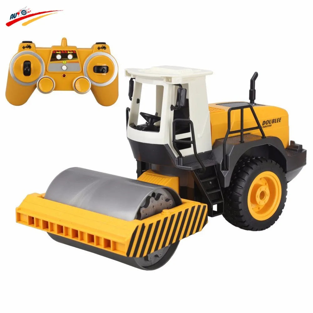 Remote Control Yellow Road Roller Toy with Drum Vibration Function - ToylandEU