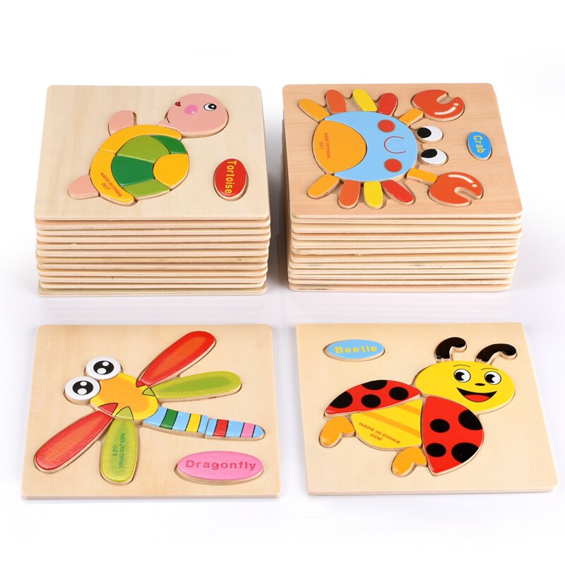 Wooden Montessori Geometric Puzzle Sorting Math Animals Fruit Bricks Learning Toy - ToylandEU