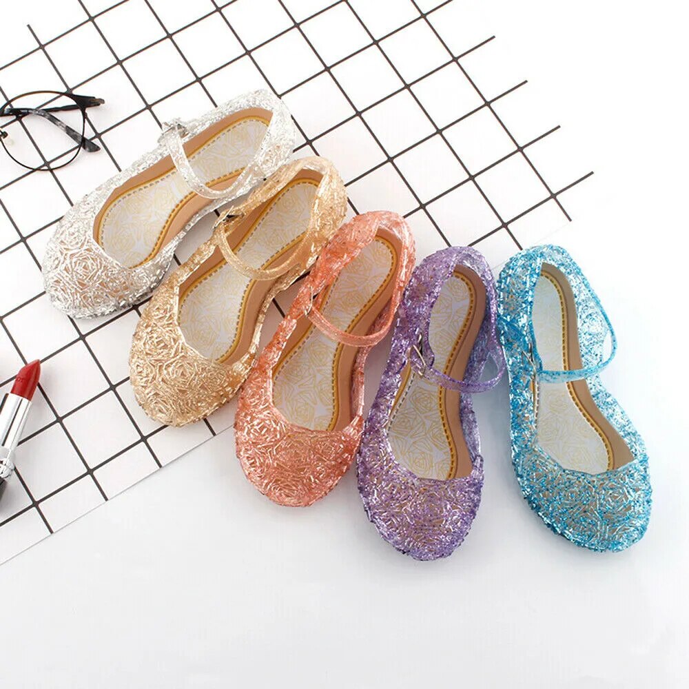New Kids Girls Blue Crystal Jelly Sandals