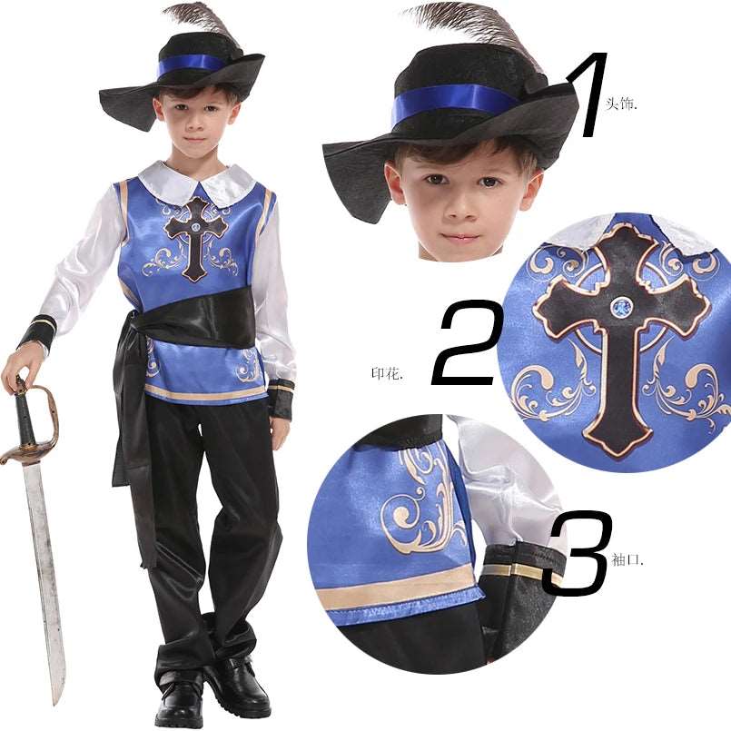 Children's Halloween Knight Costumes - Royal Prince Warrior Cosplay for Kids, Perfect for Halloween and Christmas Celebrations