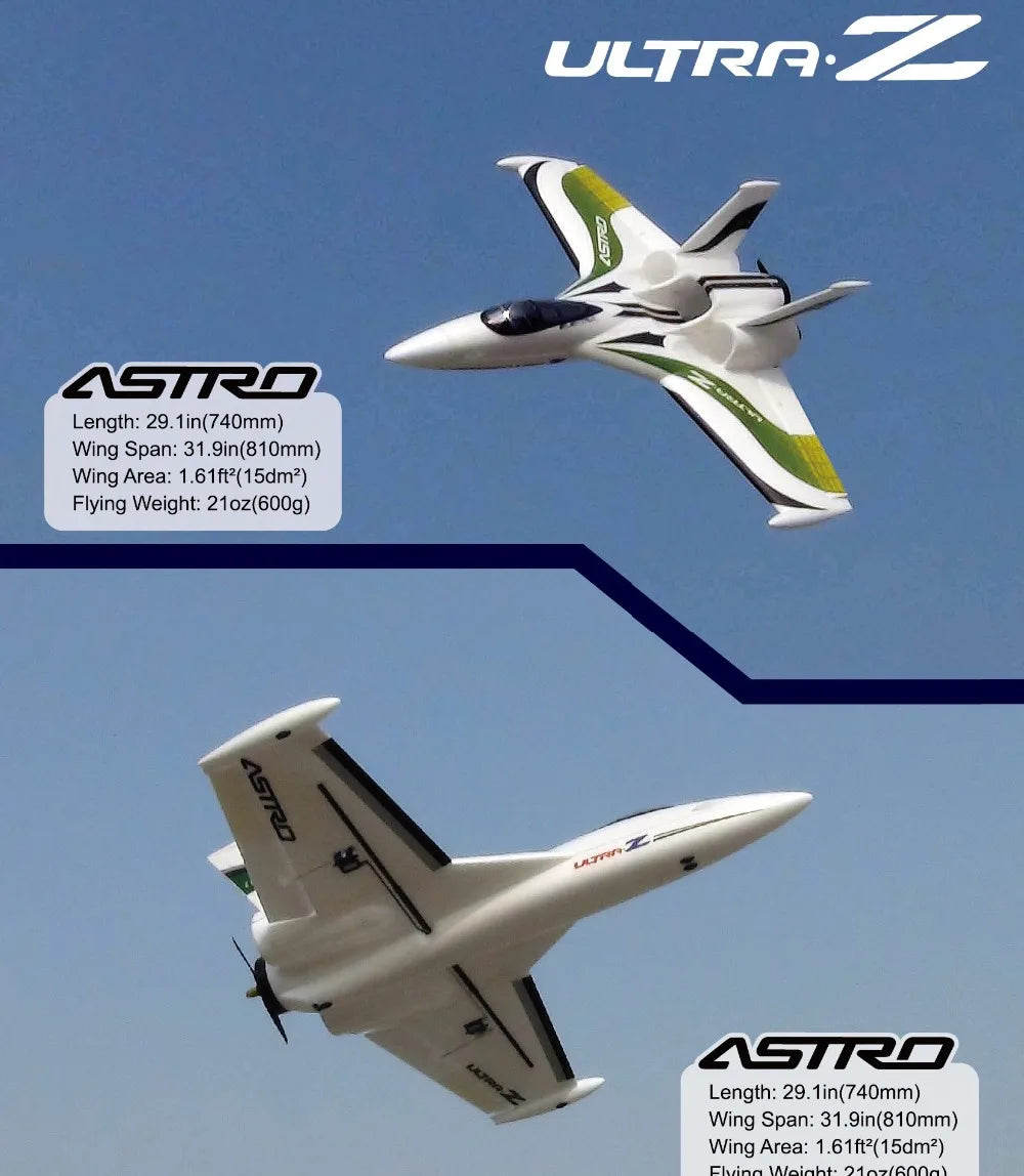 RC EPO Flying Wing Pusher RC Airplane with 790mm Wingspan - Ultra-Z Astro/Blaze Model Kit or PNP Set