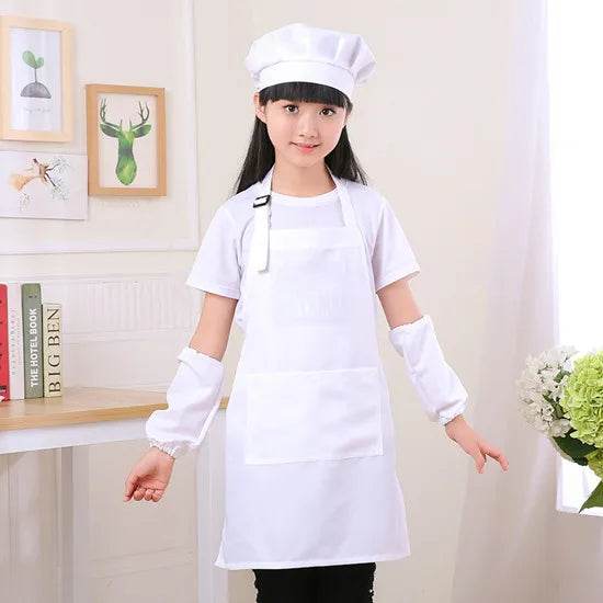 Children's Polyester Apron Set with Chef Hat Custom Print Logo for Painting and Baking - ToylandEU