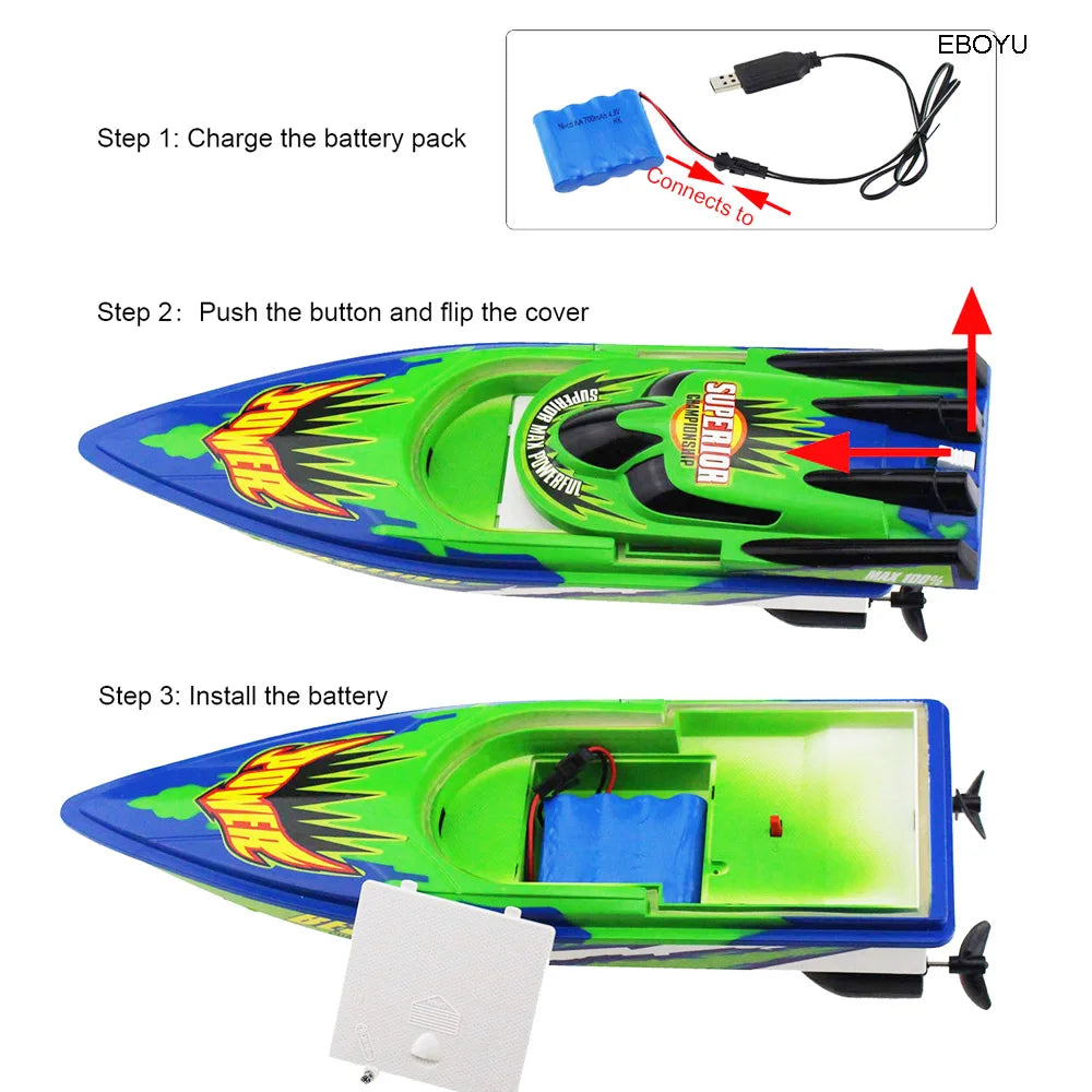 EBOYU C202 High Speed RC Boat Remote Control Race Boat 4 Channels for