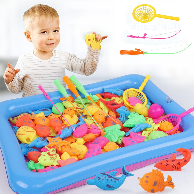 Children's Magnetic Fishing Toy Set with Inflatable Pool and Interactive Parent-Child Game