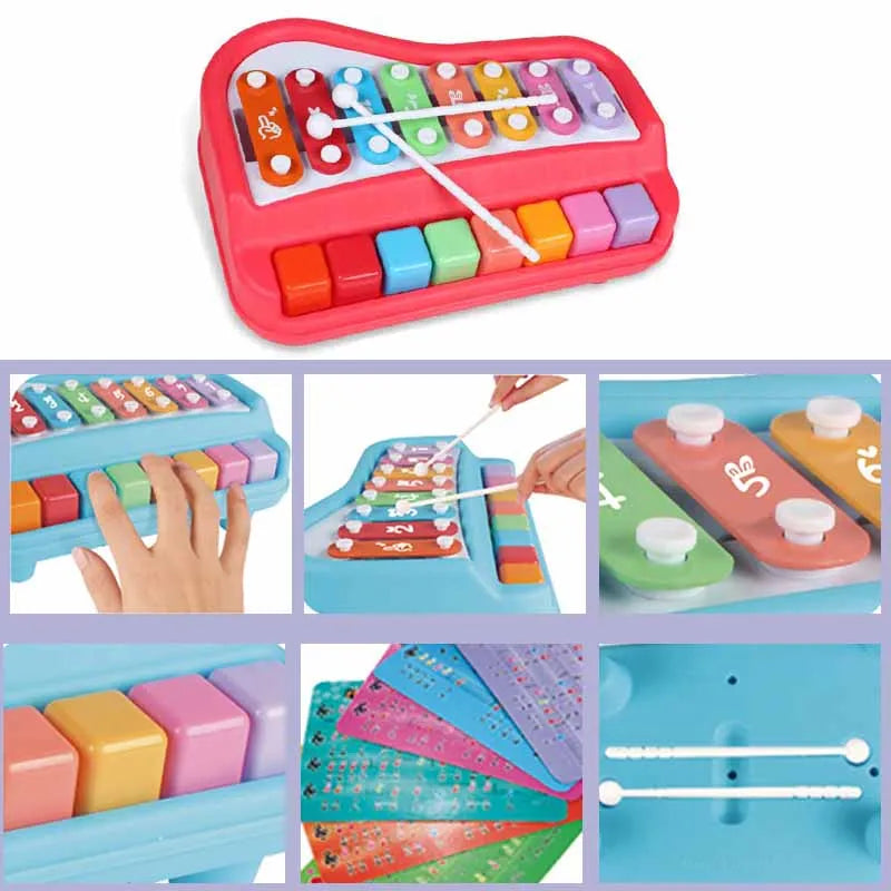 2 In 1 Piano Xylophone Educational Musical Instruments Toys with Music