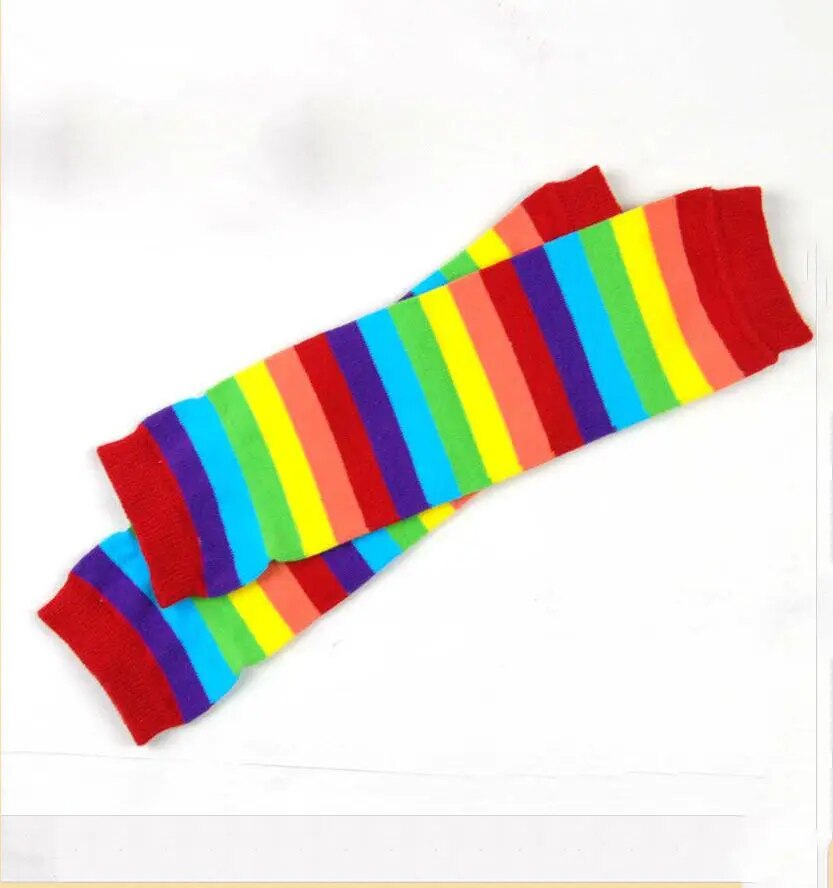 Children's Striped Cotton Leg Warmers with Kneepad Protection - ToylandEU