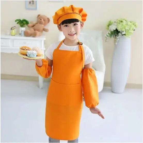 Children's Polyester Apron Set with Chef Hat Custom Print Logo for Painting and Baking - ToylandEU