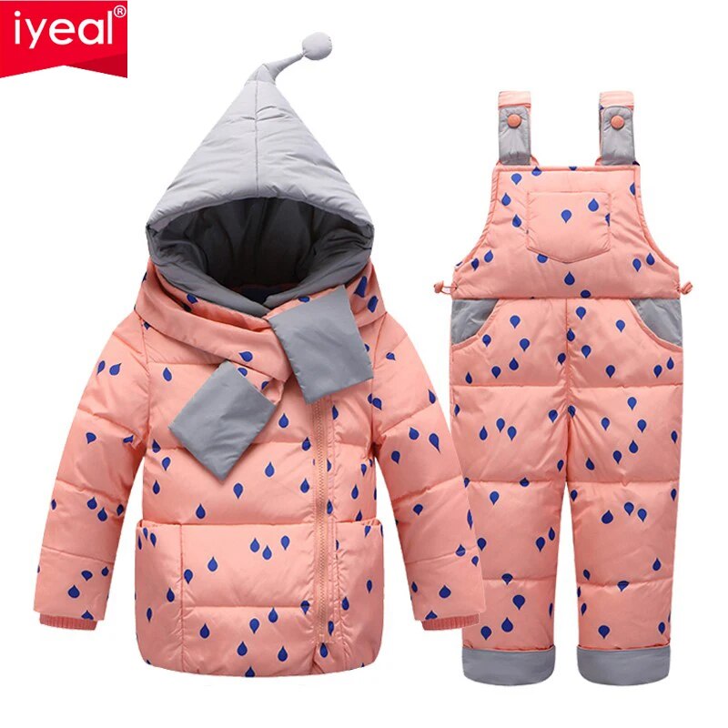 IYEAL Kids Winter Hooded Down Jacket with Matching Jumpsuit and Scarf - ToylandEU