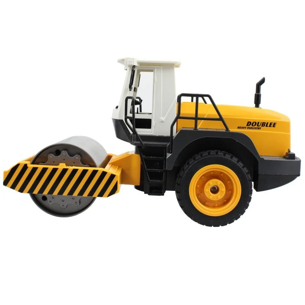 Remote Control Yellow Road Roller Toy with Drum Vibration Function