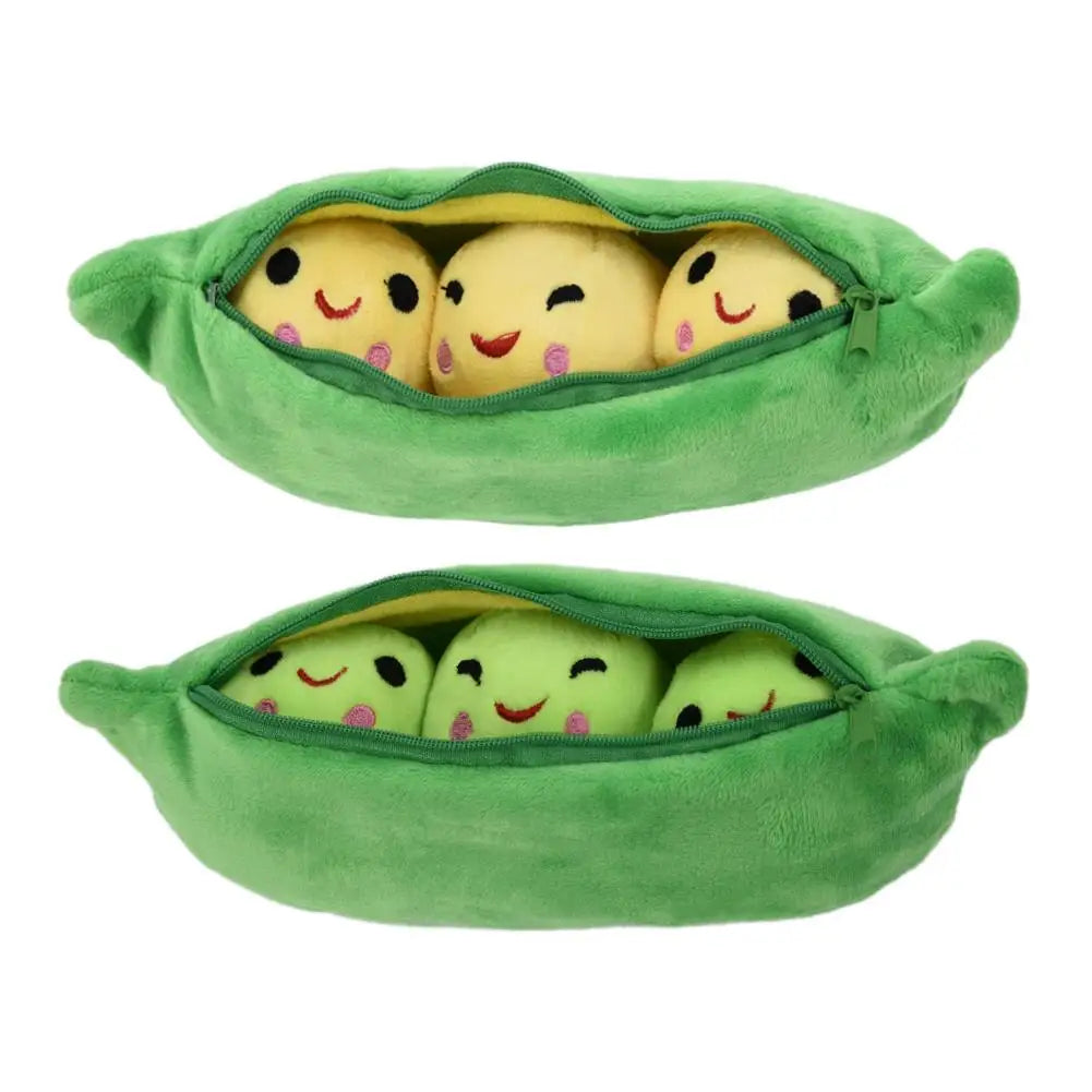 Charming 25 CM Pea Pod Plush Toy with 3 Cute Beans - Two Color Options