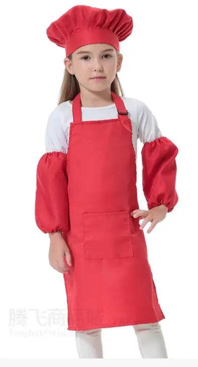 Children's Polyester Apron Set with Chef Hat Custom Print Logo for Painting and Baking - ToylandEU