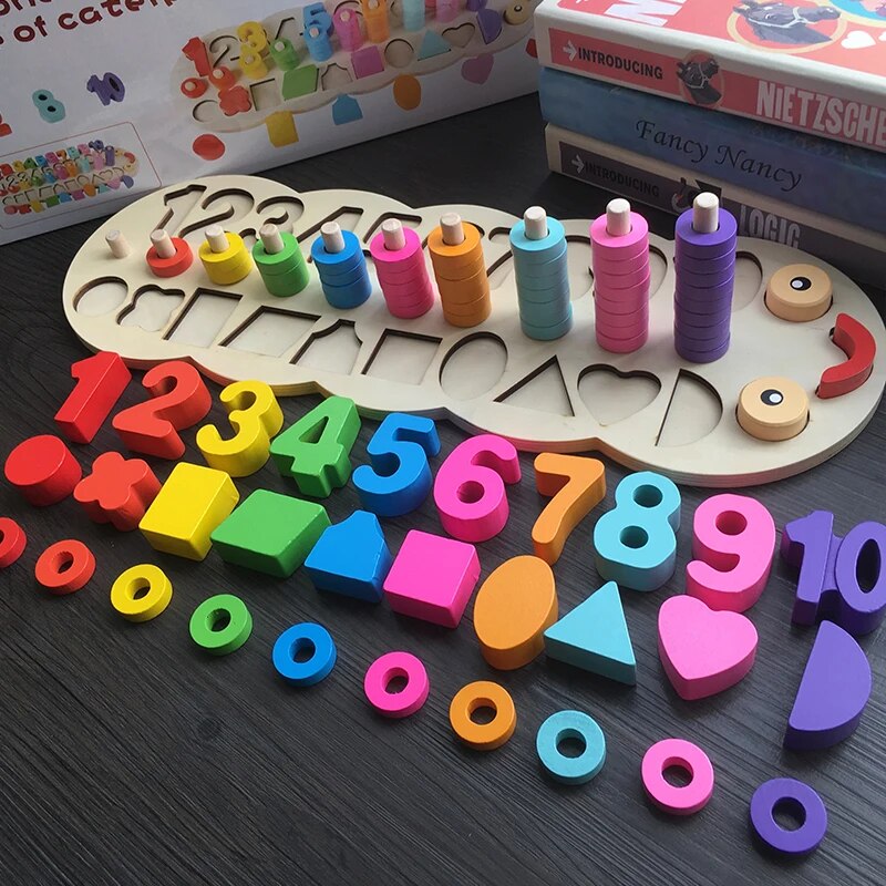 Wooden Montessori Counting and Shape Matching Educational Toy for Kids